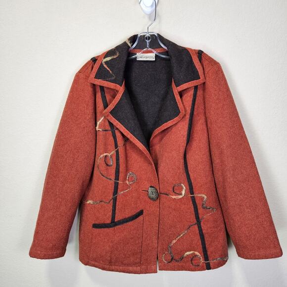 VTG Womens M Blazer Wool Jacket 80s Canvasbacks Abstract Art To Wear Lagenlook - Picture 16 of 16